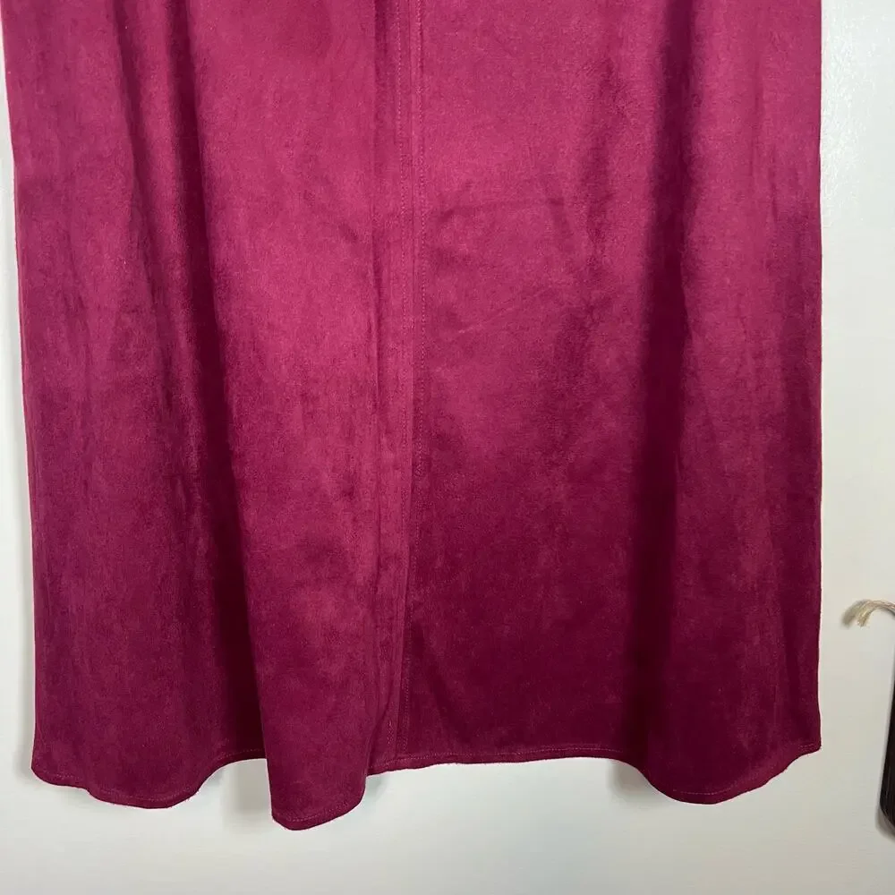 NWT Burgundy Bagatelle Collection Faux Suede Midi Skirt Sz M - Picture 6 of 7